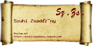 Szuhi Zsadány névjegykártya